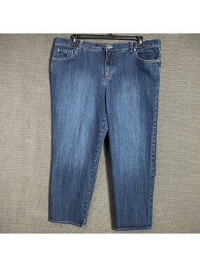 Gloria Vanderbilt Amanda Womens Size 18W Short Blue Tapered Leg Denim Jeans
